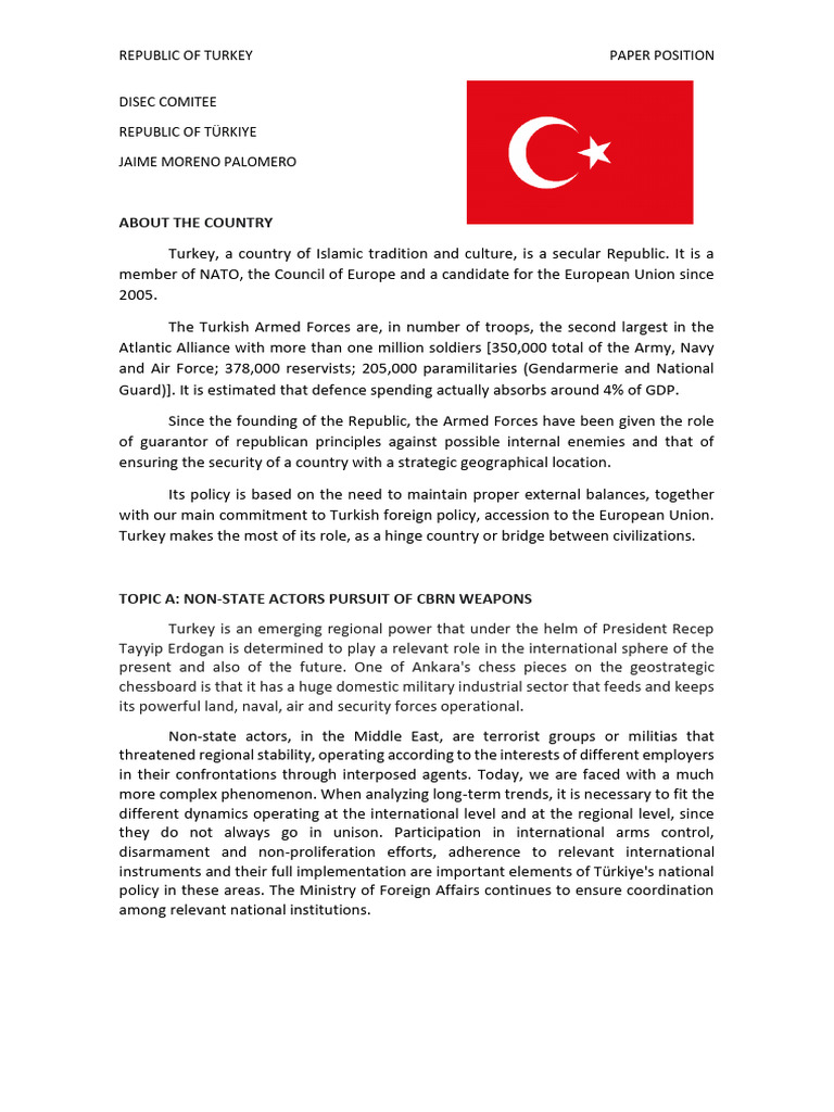 Turkey's CBRN Weapons Policy Overview | PDF | Turkey | Nuclear ...