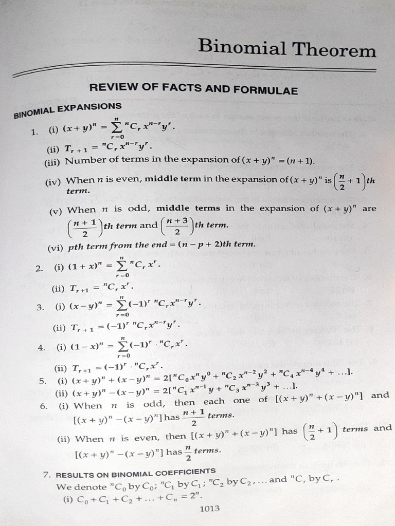 Binomial Theore | PDF
