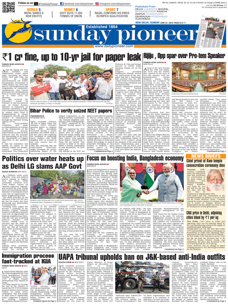 Pioneer English Delhi 23-06 | PDF