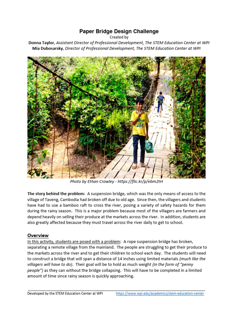 Paper Bridge Design Challenge Guide | PDF | Prototype | Structural Load