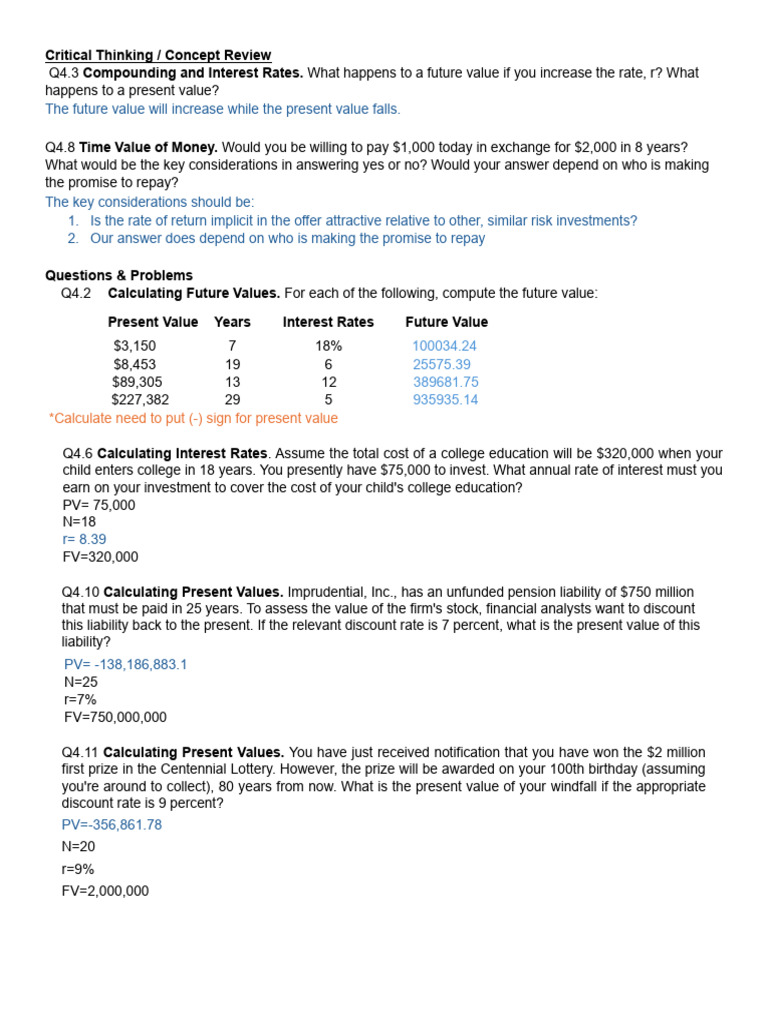 Topic 4 - Time Value of Money | PDF | Present Value | Discounted Cash Flow