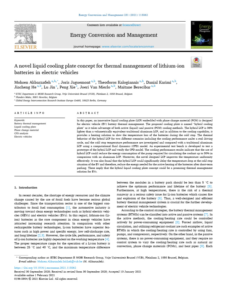 Hybrid Liquid Cooling for EV Batteries | PDF | Heat Transfer | Turbulence