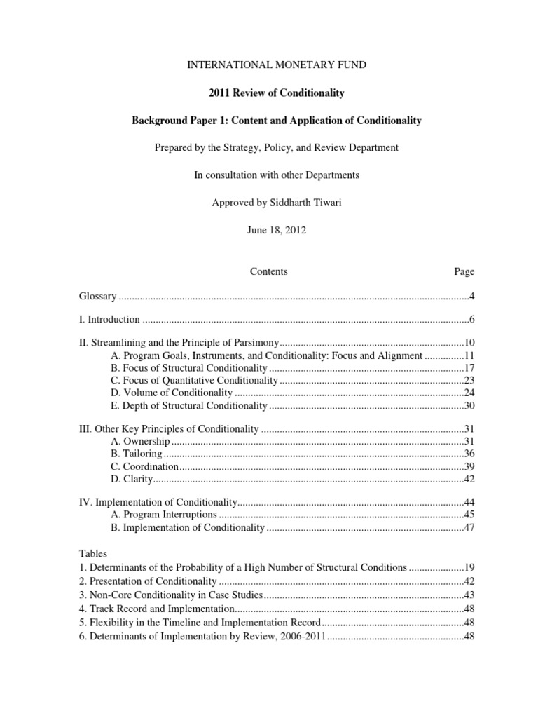 Review of Conditionality | PDF | Monetary Policy | Macroeconomics