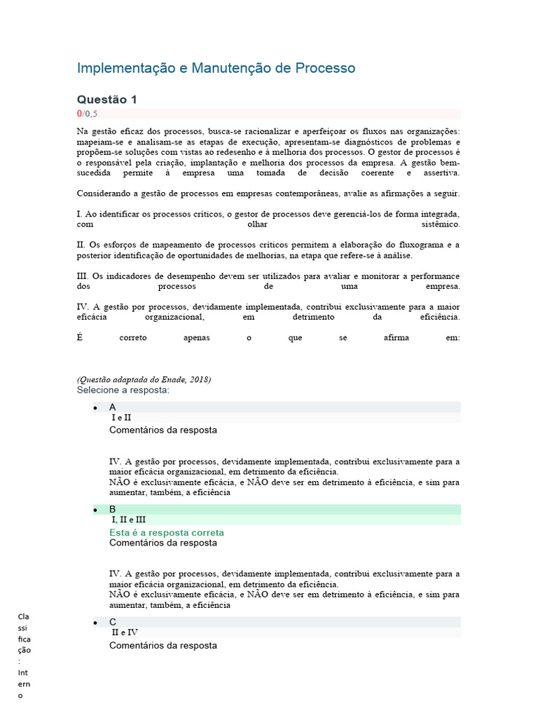 Gestão e Melhoria de Processos Organizacionais | PDF | Proposição ...