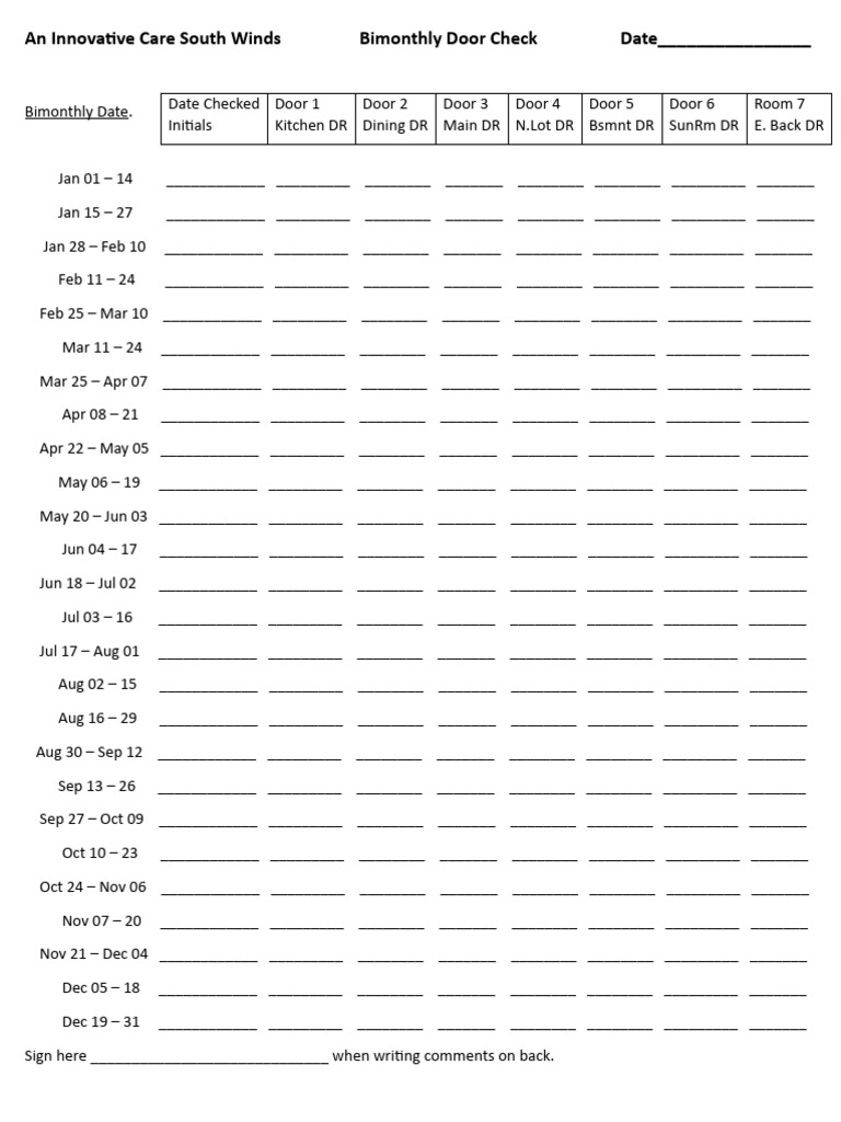 Bimonthly door check pdf