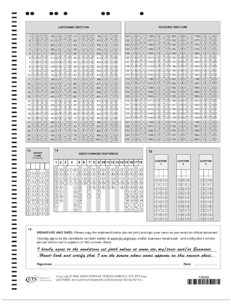 Answer Sheet | PDF