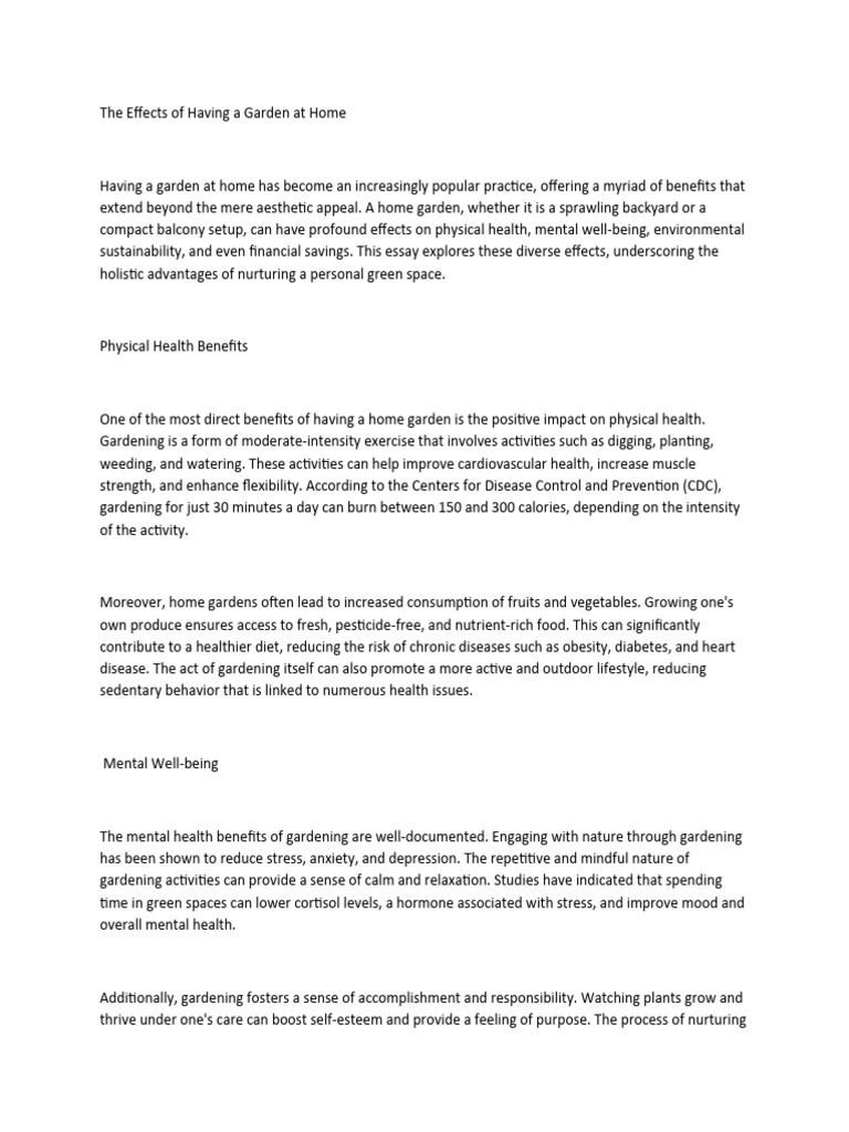 The effects of having a garden in the house pdf sustainability