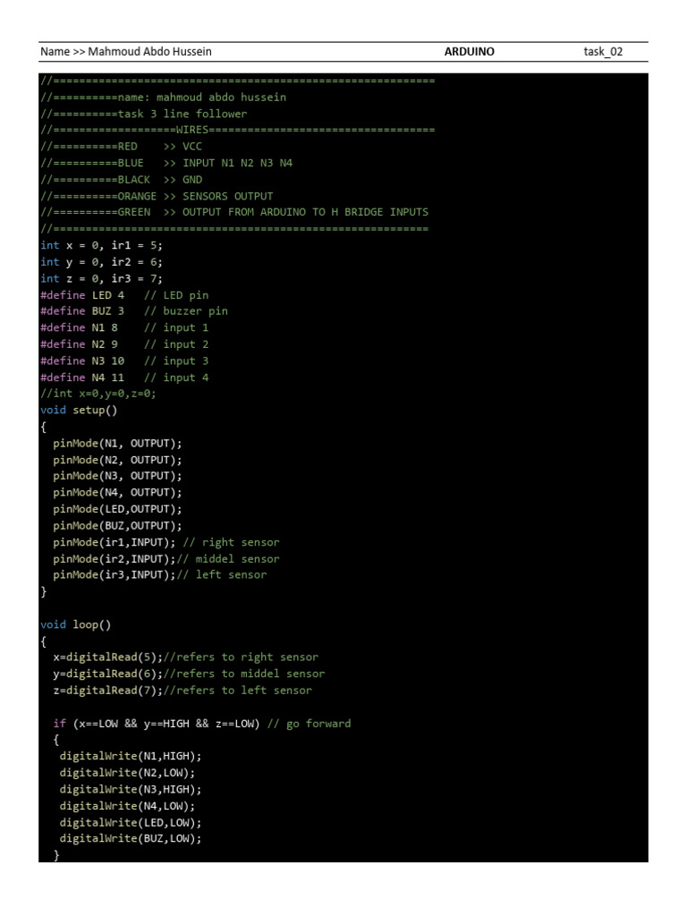 Arduino Line Follower Code Guide | PDF