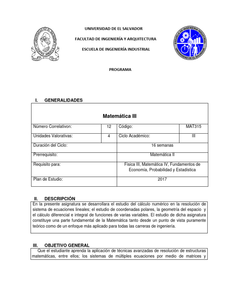 00 Programa MAT315 | PDF | Integral | Matriz (Matemáticas)