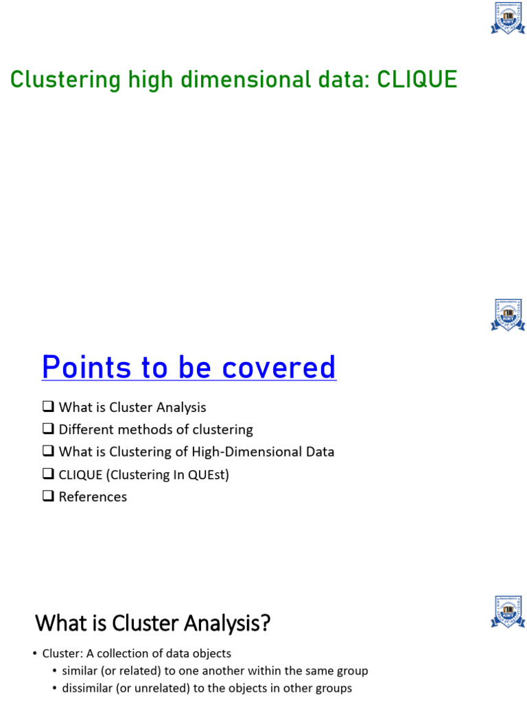 Presentation On Clustering High Dimensional Data | PDF | Cluster ...