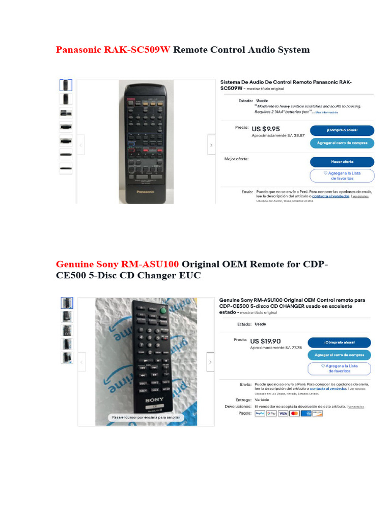 Genuine Remote Controls for Audio Systems | PDF