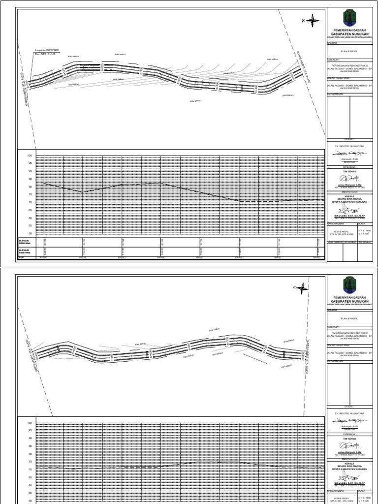 Plan Profil Jalan Padaidi - Somel Balansiku - Sp. JL Nasional | PDF