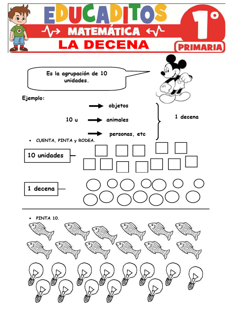 Actividades sobre la Decena para Niños | PDF