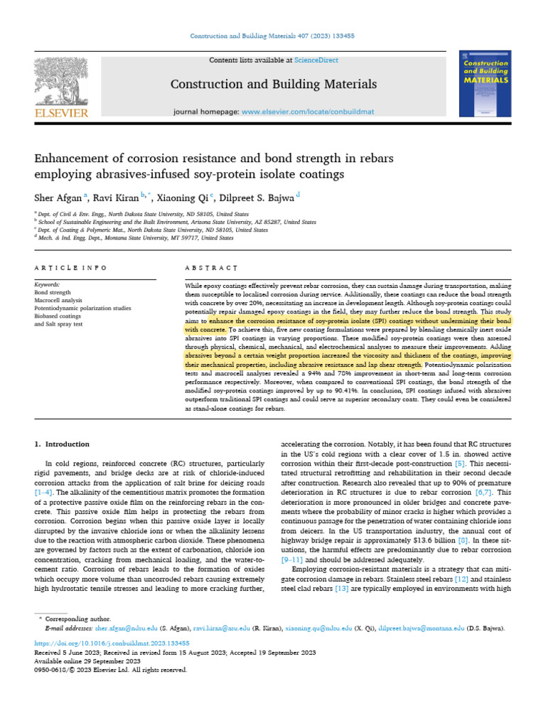 Enhancement Of Corrosion Resistance Pdf Corrosion Concrete