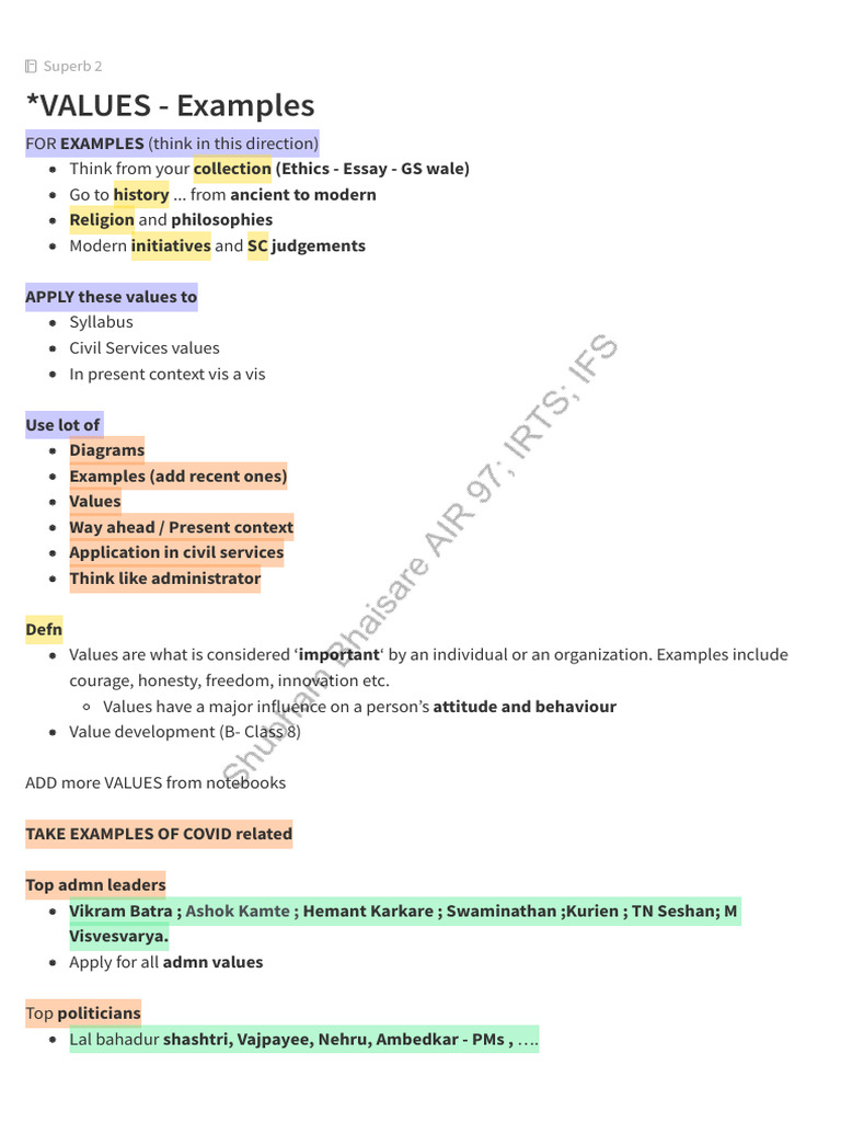 Ethics Values With Examples | PDF | Courage