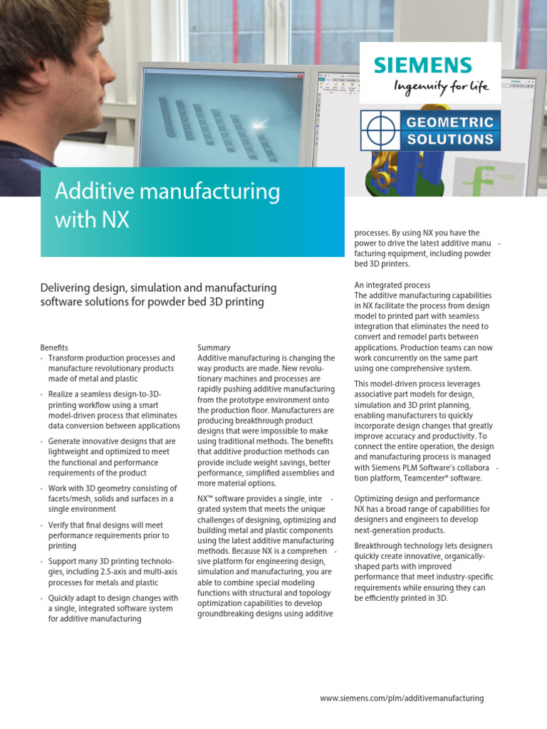Geoplm Siemens Plm Additive Manufacturing With Nx Download Free Pdf