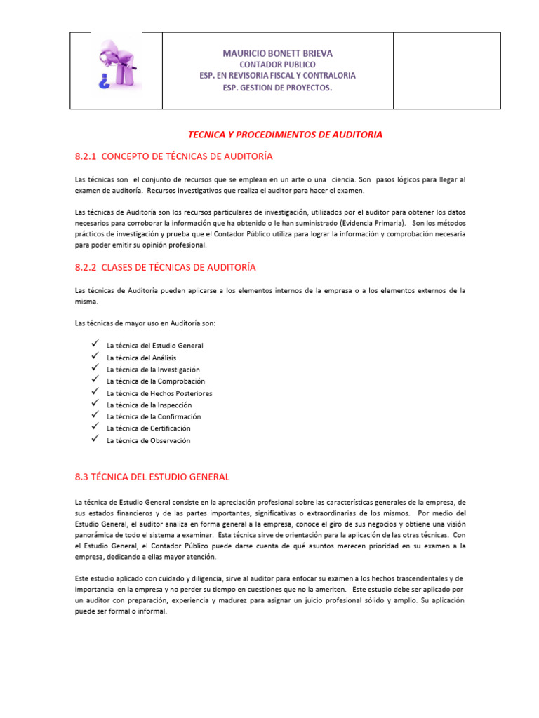 Técnicas de Auditoría Esenciales | PDF | Auditoría | Contabilidad