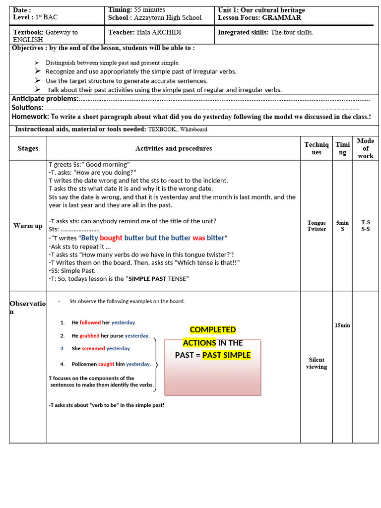 LP Simple Past | PDF | Language Mechanics | Grammar