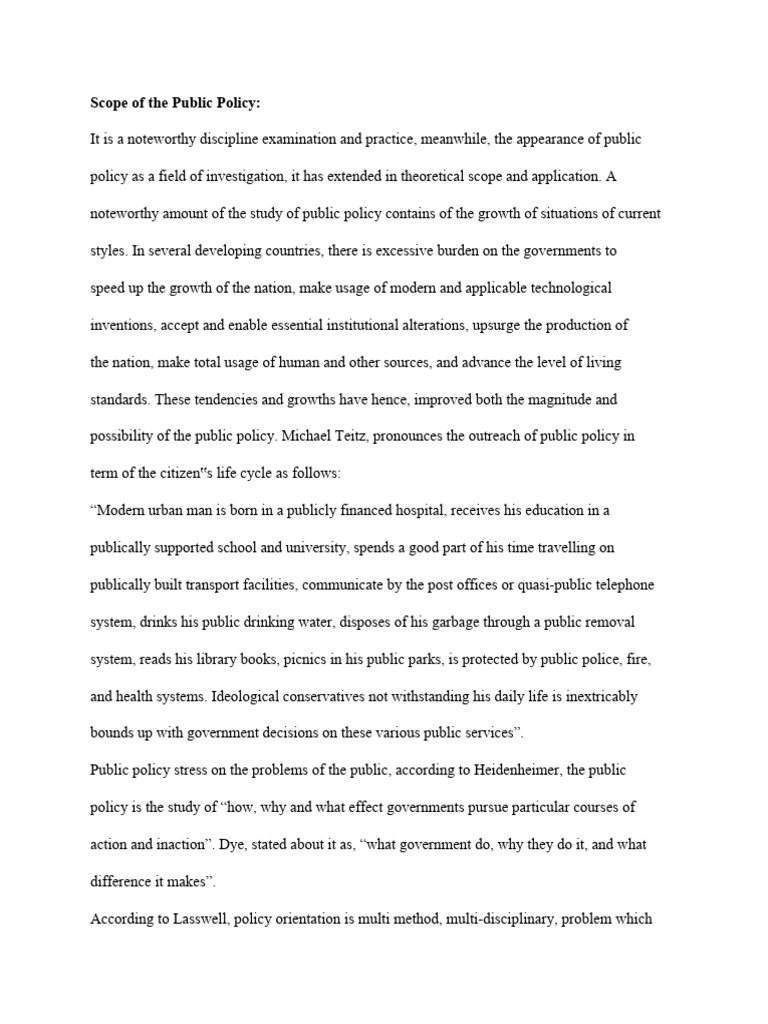 Scope and Importance of Public Policy | PDF | Policy | Liberal Arts ...