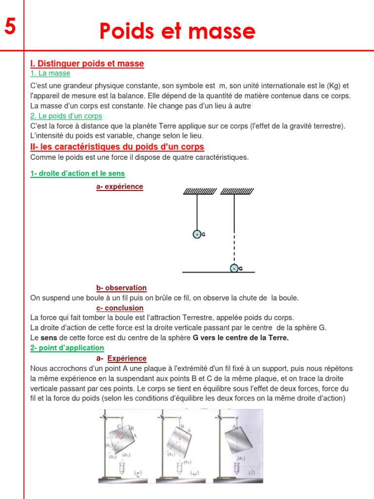 Caractéristiques du poids d'un corps | PDF | Poids | Masse