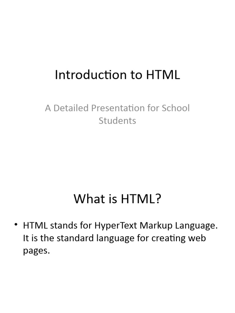 HTML Detailed Presentation For Students | PDF