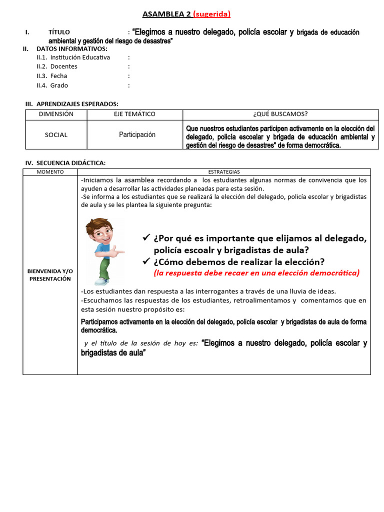 Elección de Delegado y Brigadistas | PDF | Salón de clases