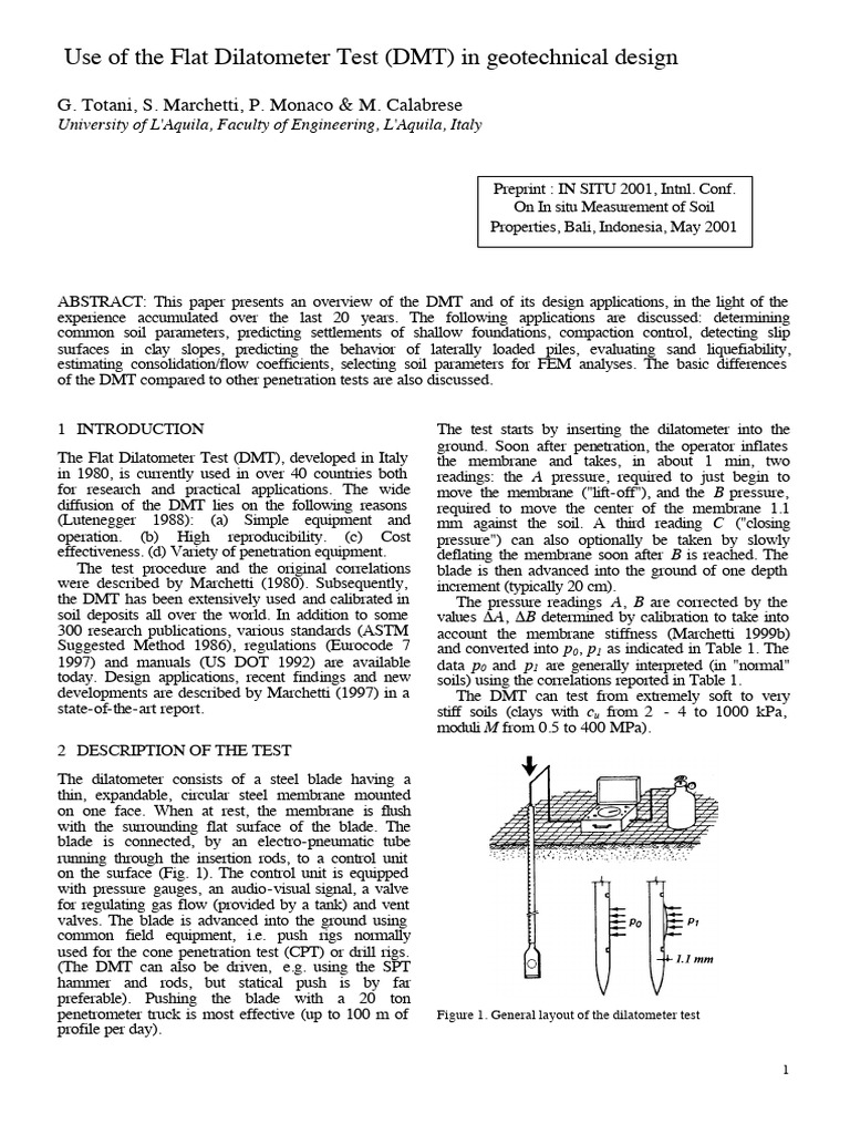 Overview of Flat Dilatometer Test | PDF | Geotechnical Engineering ...