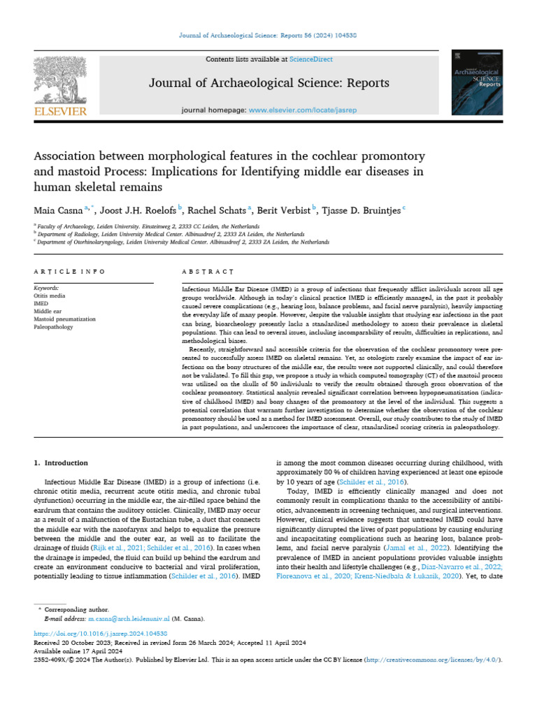Cochlear Promontory and Middle Ear Disease | PDF | Ear | Auditory System