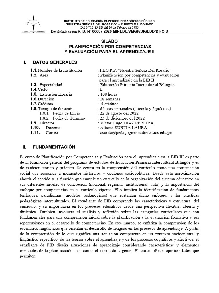 Planificación y Evaluación en EIB II | PDF | Evaluación | Plan de estudios