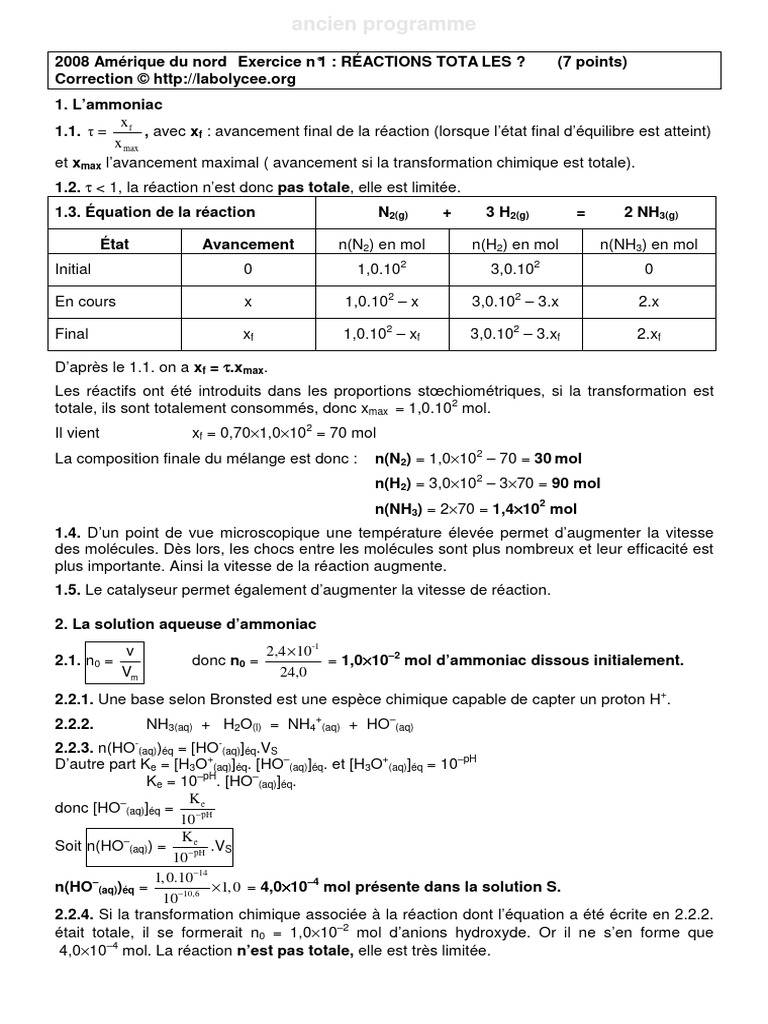 Réactions chimiques et équilibres en chimie | PDF | Chimie | Chimie ...