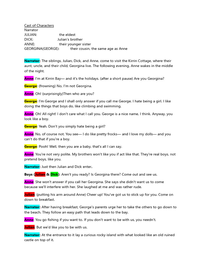 The Famous Five Script | PDF