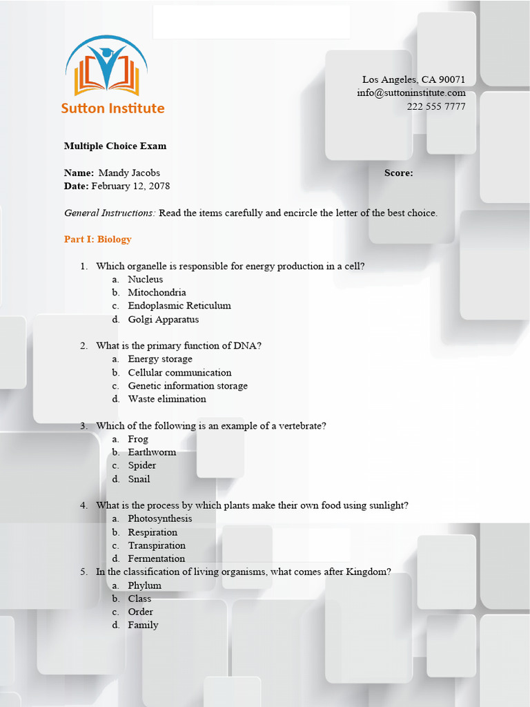 Science Exam for Students | PDF | Earth | Physical Sciences