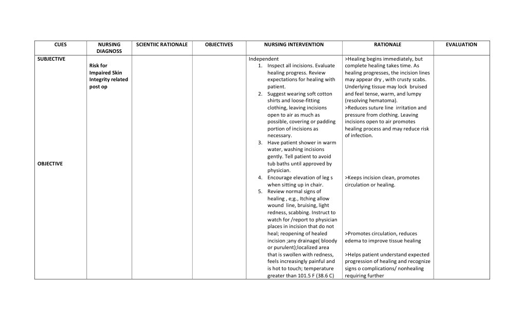 Impaired Skin Integrity NCP Guide | PDF | Human Diseases And Disorders ...