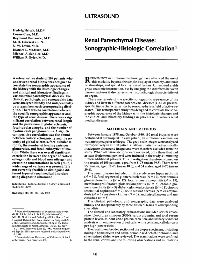 Renal Parenchymal Disease Ultrasound