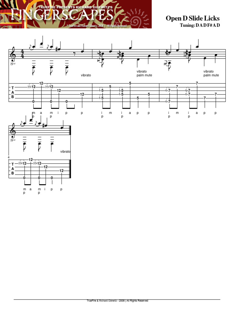 35 Open D Slide Licks PDF