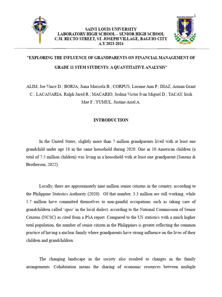 Grandparents' Impact on STEM Students' Finances | PDF | Grandparent ...