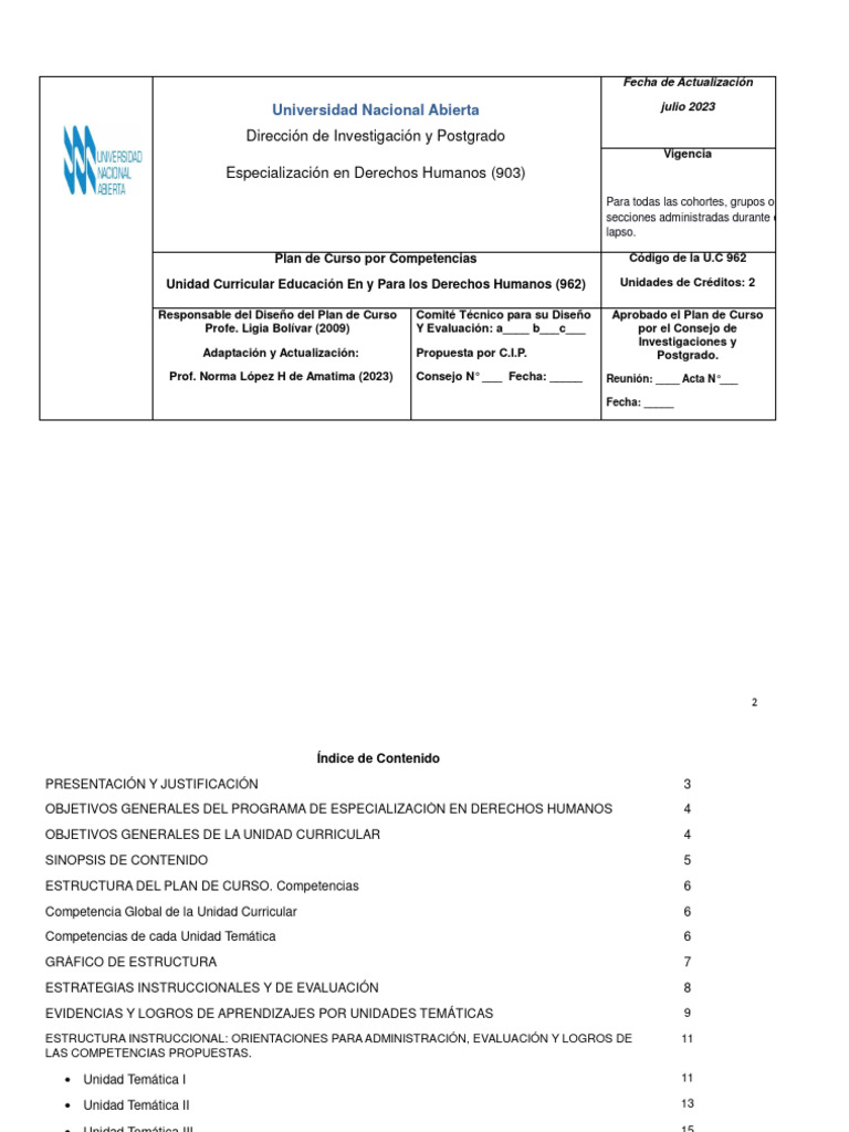 Plan de Curso | PDF | Plan de estudios | Evaluación