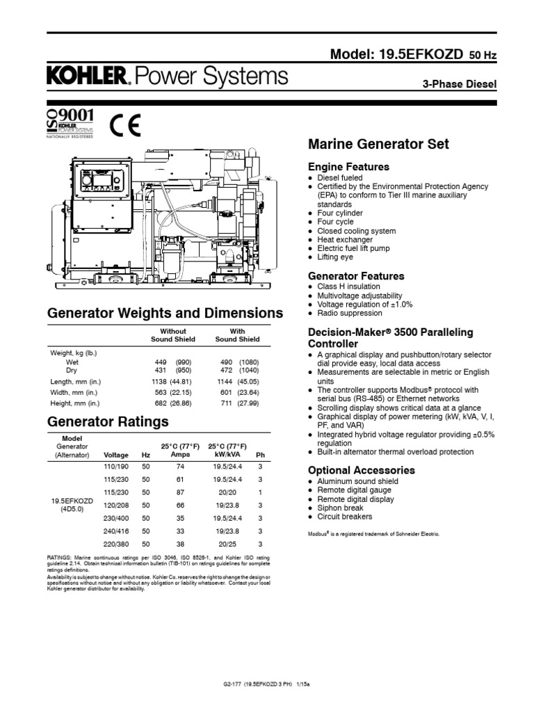 19.5EFKOZD 3 PH g2177 PDF Power Supply Diesel Engine