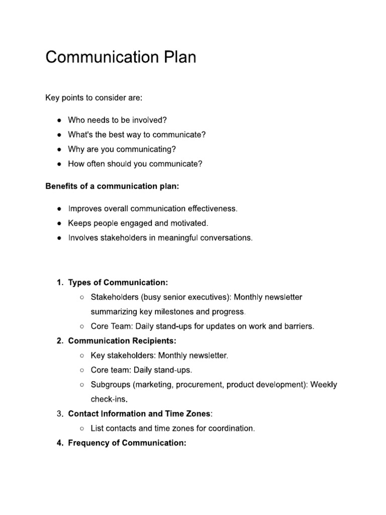Communication Plan PM | PDF