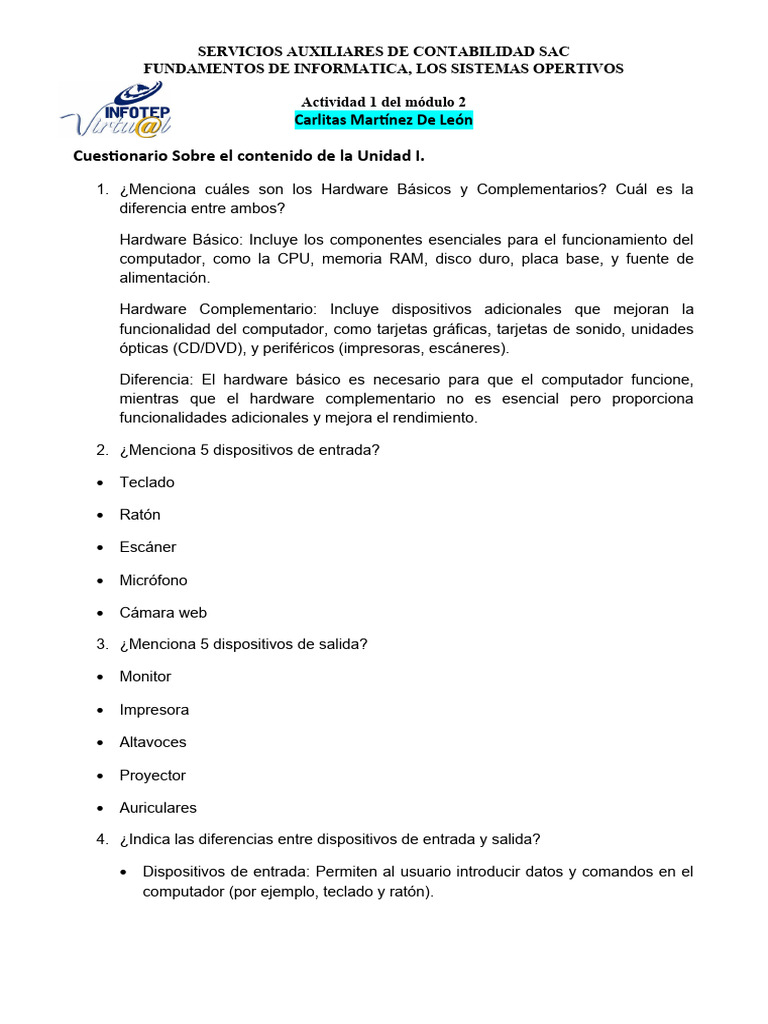 Actividad 1 Del Módulo 2 | PDF | Hardware de la computadora | Periférico