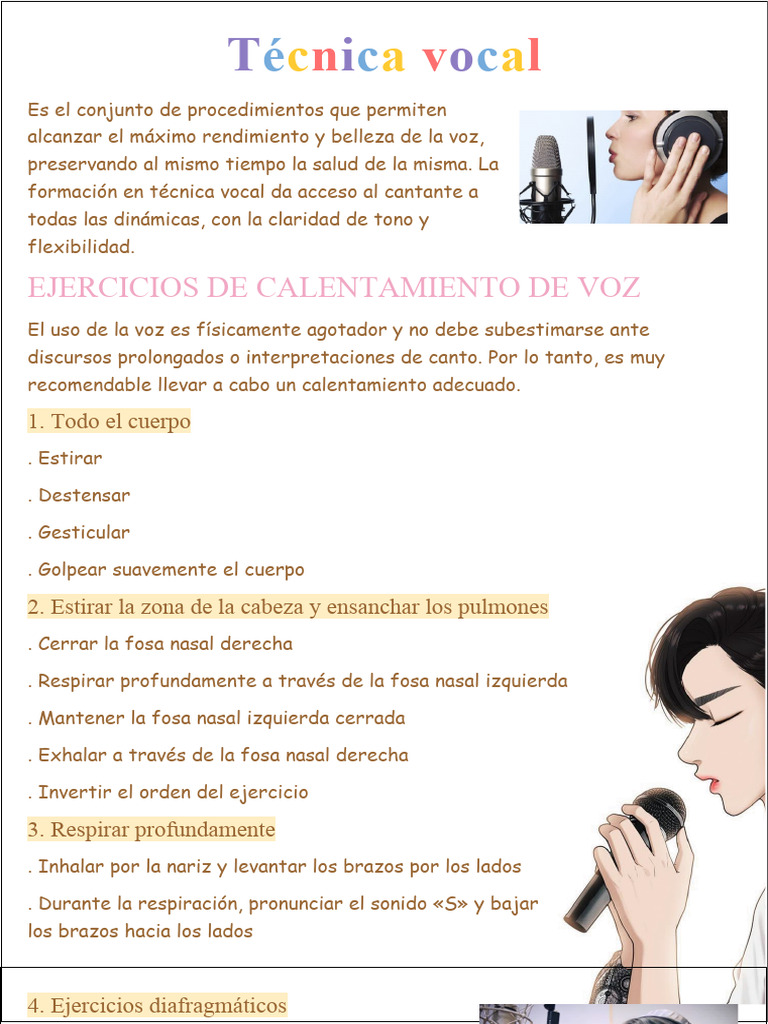 Ejercicios de Técnica Vocal y Calentamiento | PDF | Salud y bienestar