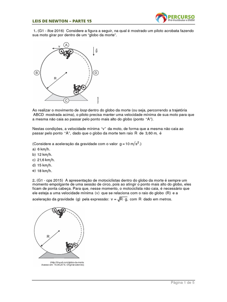 Exercicios Newton | PDF | Leis do Movimento de Newton | Velocidade