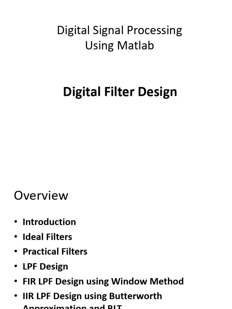 Handout - 8 Digital Filter Design | PDF | Filter (Signal Processing ...