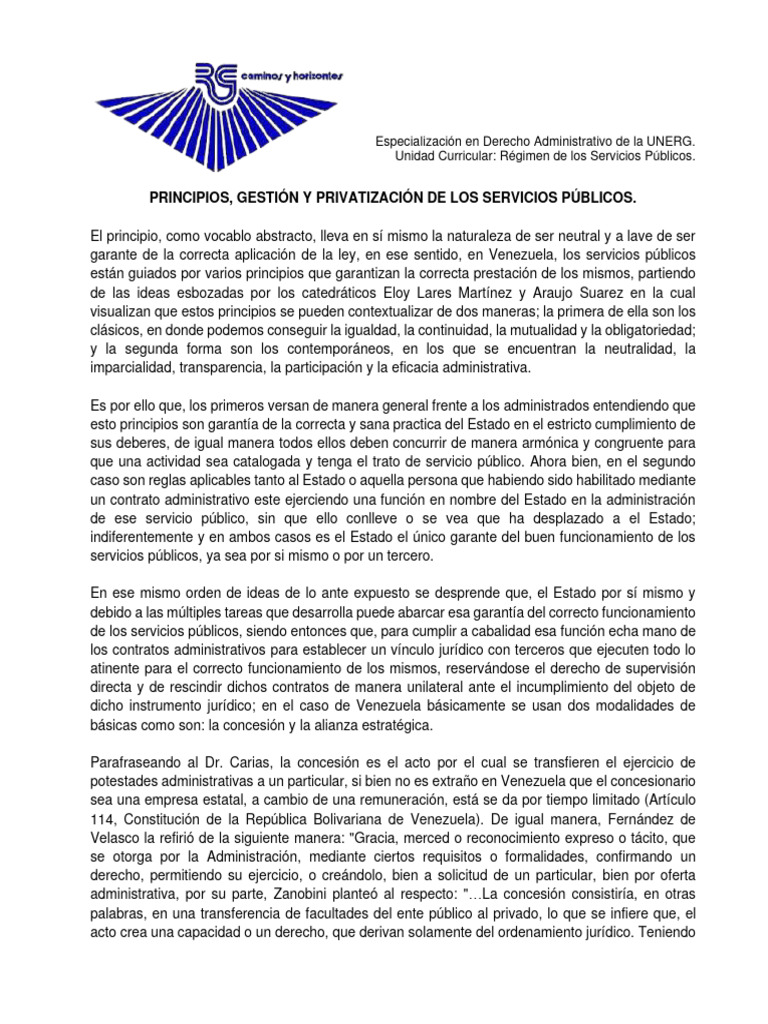 La Privatizacion de Los Servicios Publicos | PDF | Proyecto conjunto