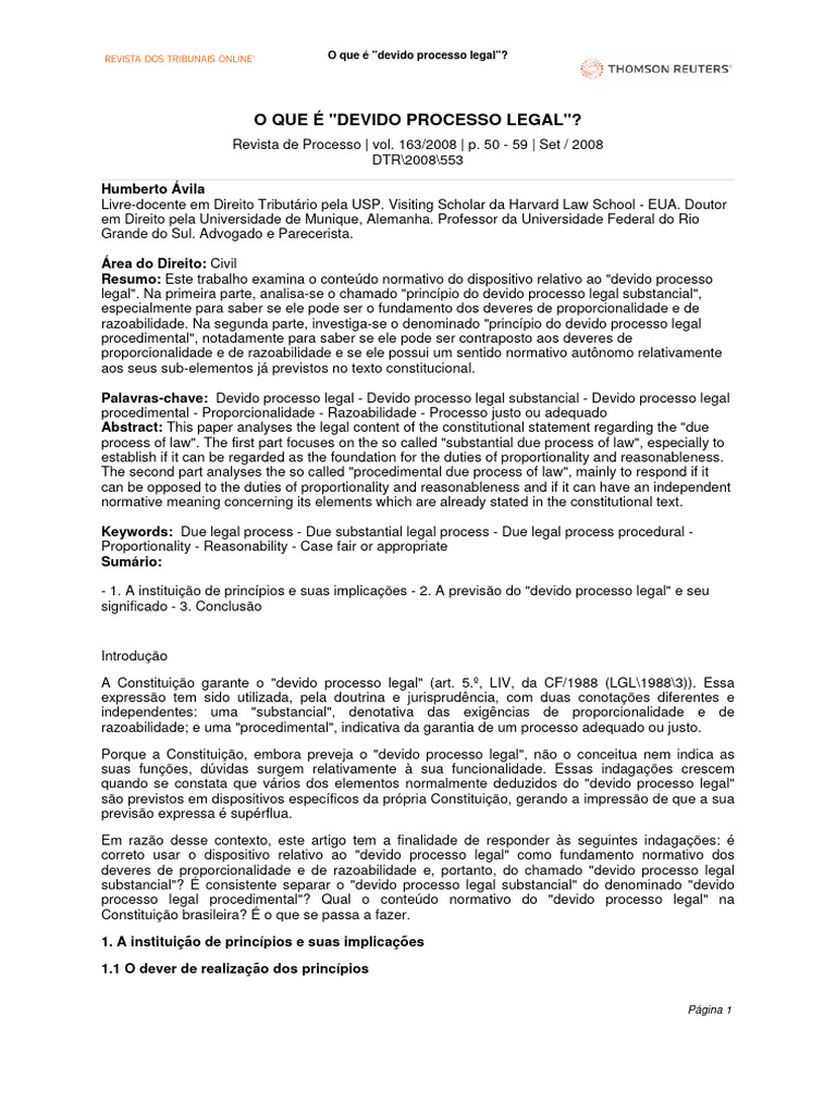 Devido Processo Legal: Princípios e Implicações | PDF | Constituição ...