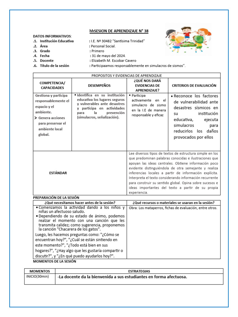 sesion-de-aprendizaje-simulacro-pdf-aprendizaje-cognici-n