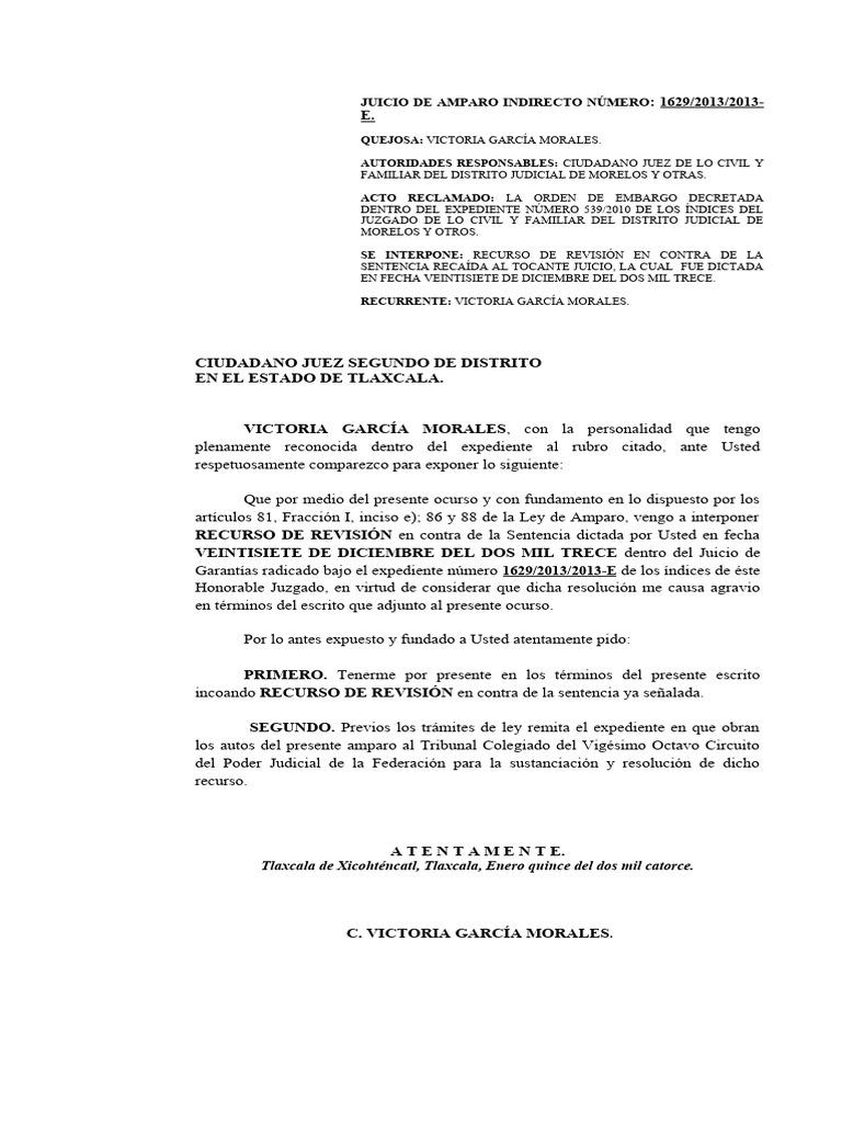 Recurso de Revisión Victoria García Morales. | PDF | Caso de ley ...