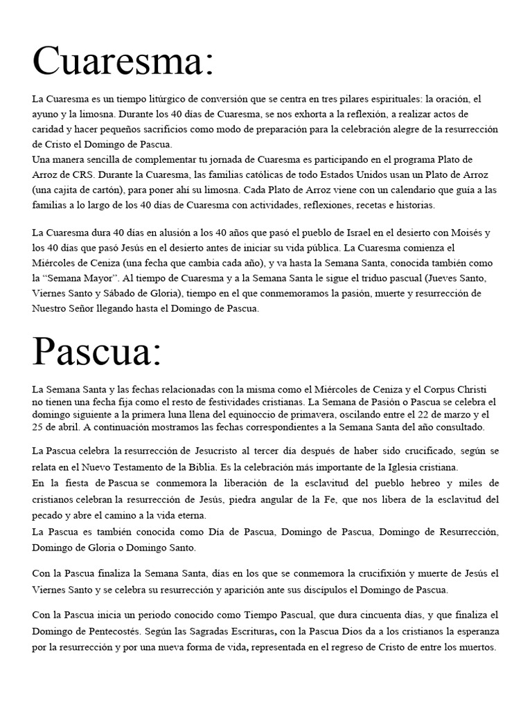 Cuaresma y Pascua: Significado y Prácticas | PDF | Pascua de ...