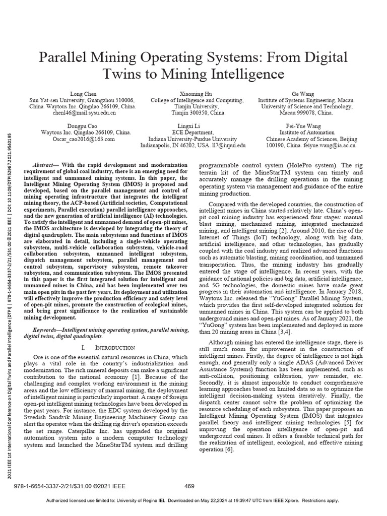 Intelligent Dispatch for Mining Systems | PDF | Simulation | Mining