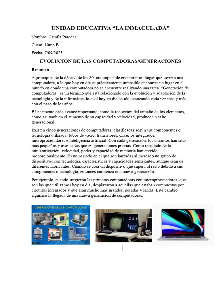 Evolución de las Generaciones de Computadoras | PDF | Microprocesador ...